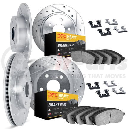 7214-99051 by DYNAMIC FRICTION COMPANY - Brake Rotor - Drilled & Slotted - Silver- HD Brake Pad - Hardware