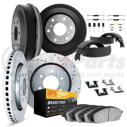 7284-42038 by DYNAMIC FRICTION COMPANY - Brake Rotor Drilled & Slotted Rotor - Silver w/Heavy Duty Brake Pad & HW Kit