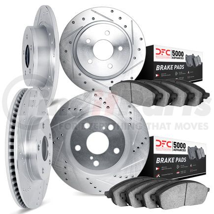 7504-03001 by DYNAMIC FRICTION COMPANY - Rotors-Drilled and Slotted-Silver with 5000 Advanced Brake Pads