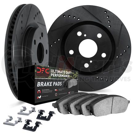 8412-47006 by DYNAMIC FRICTION COMPANY - Brake Rotor Drilled & Slotted - Black- w/Ulitmate Duty Brake Pad & HW Kit