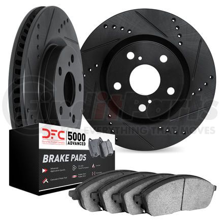 8502-13059 by DYNAMIC FRICTION COMPANY - DFC Rotors-Drilled and Slotted-Black with 5000 Advanced Brake Pads