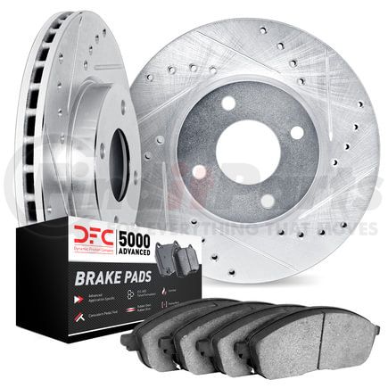 8502-74011 by DYNAMIC FRICTION COMPANY - Rotors-Drilled and Slotted-Black with 5000 Advanced Brake Pads