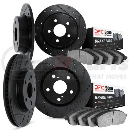 8504-03003 by DYNAMIC FRICTION COMPANY - Rotors-Drilled and Slotted-Black with 5000 Advanced Brake Pads