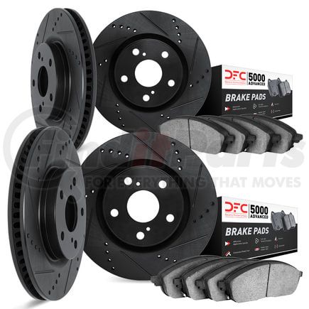 8504-31086 by DYNAMIC FRICTION COMPANY - Rotors-Drilled and Slotted-Black with 5000 Advanced Brake Pads