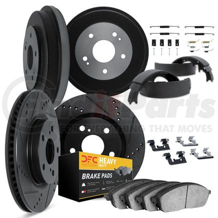 8284-48071 by DYNAMIC FRICTION COMPANY - Brake Rotor - Drilled & Slotted - Black- Heavy Duty Brake Pad & HW Kit