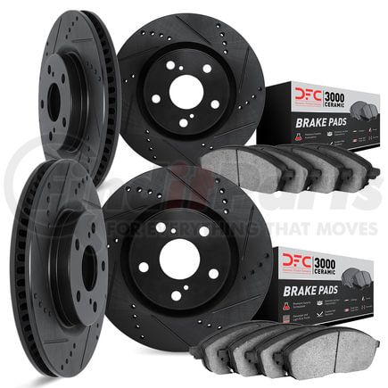 8304-20006 by DYNAMIC FRICTION COMPANY - Brake Rotor - Drilled & Slotted - Black with 3000 Ceramic Brake Pads