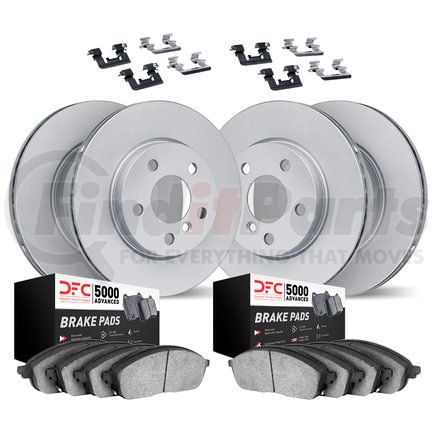 9514-02022 by DYNAMIC FRICTION COMPANY - Hi-Carbon Rotor - Drilled w/5000 Brake Pads & HW Kit