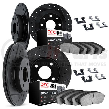 8514-32002 by DYNAMIC FRICTION COMPANY - Rotors-Drilled & Slotted-Black w/ 5000 Advanced Brake Pads Incl Hdw