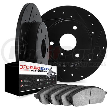 8602-63053 by DYNAMIC FRICTION COMPANY - Rotors-Drilled and Slotted-Black with 5000 Euro Ceramic Brake Pads