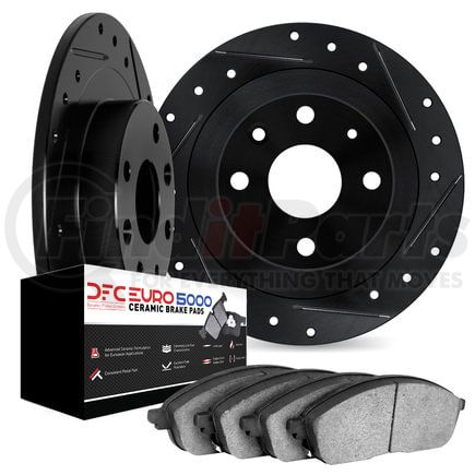 8602-74005 by DYNAMIC FRICTION COMPANY - Rotors-Drilled and Slotted-Black with 5000 Euro Ceramic Brake Pads