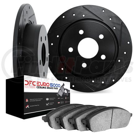 8602-74022 by DYNAMIC FRICTION COMPANY - Rotors-Drilled and Slotted-Black with 5000 Euro Ceramic Brake Pads