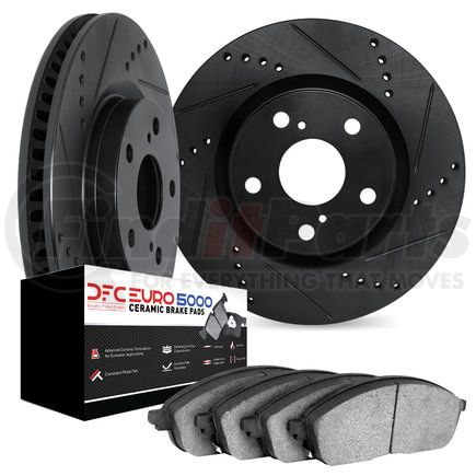 8602-74058 by DYNAMIC FRICTION COMPANY - Rotors-Drilled and Slotted-Black with 5000 Euro Ceramic Brake Pads