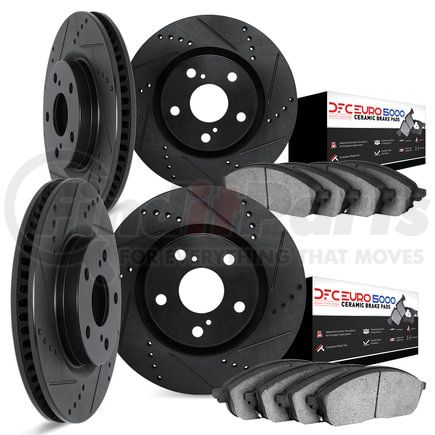 8604-39000 by DYNAMIC FRICTION COMPANY - Rotors-Drilled and Slotted-Black with 5000 Euro Ceramic Brake Pads