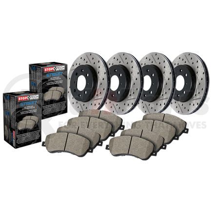 935.33052 by STOPTECH - StopTech Street Axle Pack; Drilled and Slotted; 4 Wheel Brake Kit