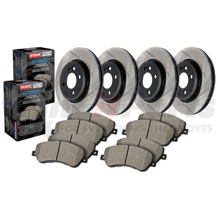 934.47008 by STOPTECH - StopTech Street Axle Pack Slotted Front & Rear Wheel Brake Kit