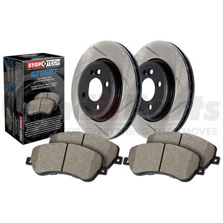 937.65504 by STOPTECH - StopTech Street Axle Pack; Slotted; Rear Brake Kit