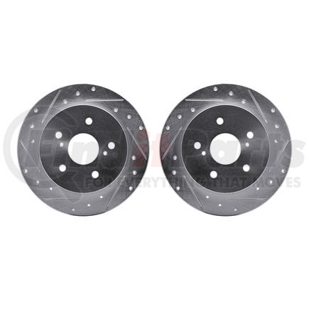 7002-01013 by DYNAMIC FRICTION COMPANY - Brake Rotors - Drilled & Slotted - Silver