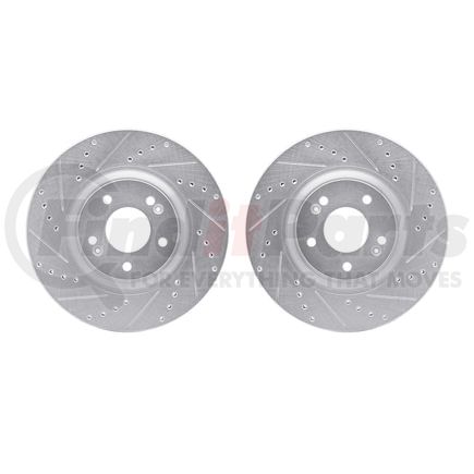 7002-03010 by DYNAMIC FRICTION COMPANY - Brake Rotors - Drilled & Slotted - Silver