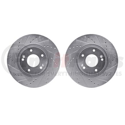 7002-03011 by DYNAMIC FRICTION COMPANY - Brake Rotors - Drilled & Slotted - Silver