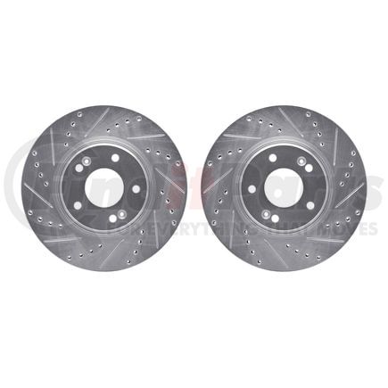 7002-03016 by DYNAMIC FRICTION COMPANY - Brake Rotors - Drilled & Slotted - Silver