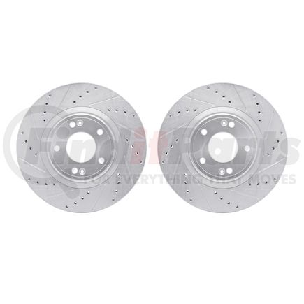 7002-03018 by DYNAMIC FRICTION COMPANY - Brake Rotors - Drilled & Slotted - Silver