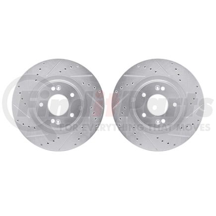 7002-03026 by DYNAMIC FRICTION COMPANY - Brake Rotors - Drilled & Slotted - Silver