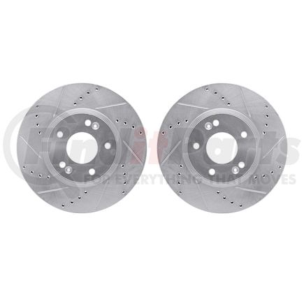 7002-03024 by DYNAMIC FRICTION COMPANY - Brake Rotors - Drilled & Slotted - Silver