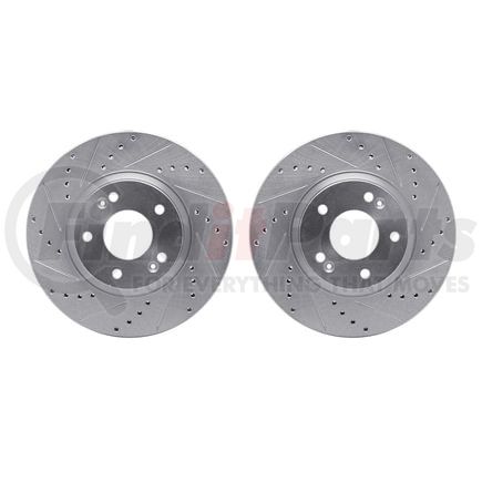 7002-03025 by DYNAMIC FRICTION COMPANY - Brake Rotors - Drilled & Slotted - Silver