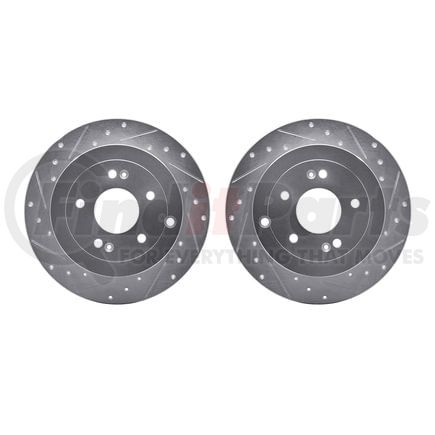 7002-03052 by DYNAMIC FRICTION COMPANY - Brake Rotors - Drilled & Slotted - Silver