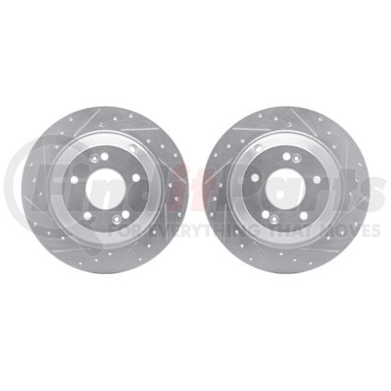 7002-03047 by DYNAMIC FRICTION COMPANY - Brake Rotors - Drilled & Slotted - Silver