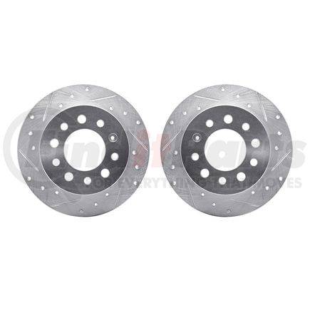 7002-03058 by DYNAMIC FRICTION COMPANY - Brake Rotors - Drilled & Slotted - Silver