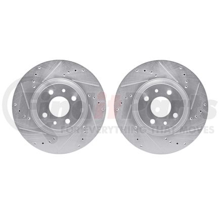 7002-07002 by DYNAMIC FRICTION COMPANY - Brake Rotors - Drilled & Slotted - Silver