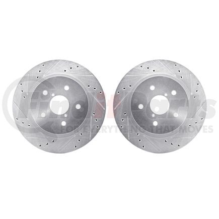 7002-13043 by DYNAMIC FRICTION COMPANY - Brake Rotors - Drilled & Slotted - Silver