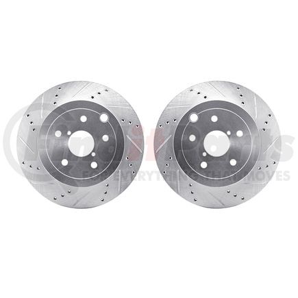 7002-13040 by DYNAMIC FRICTION COMPANY - Brake Rotors - Drilled & Slotted - Silver