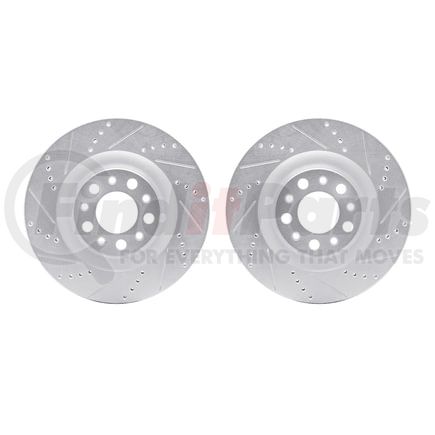 7002-16008 by DYNAMIC FRICTION COMPANY - Brake Rotors - Drilled & Slotted - Silver