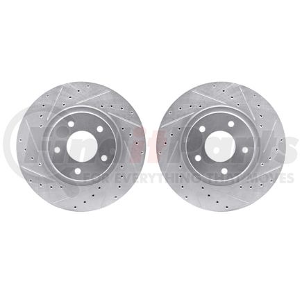 7002-20020 by DYNAMIC FRICTION COMPANY - Brake Rotors - Drilled & Slotted - Silver