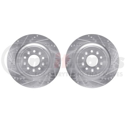 7002-20021 by DYNAMIC FRICTION COMPANY - Brake Rotors - Drilled & Slotted - Silver