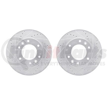 7002-21004 by DYNAMIC FRICTION COMPANY - Brake Rotors - Drilled & Slotted - Silver