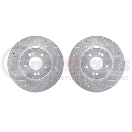 7002-21002 by DYNAMIC FRICTION COMPANY - Brake Rotors - Drilled & Slotted - Silver