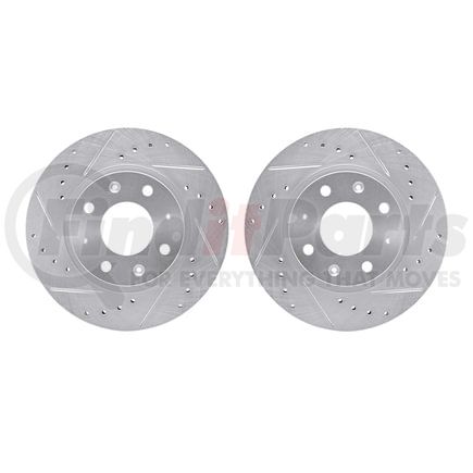 7002-21022 by DYNAMIC FRICTION COMPANY - Brake Rotors - Drilled & Slotted - Silver