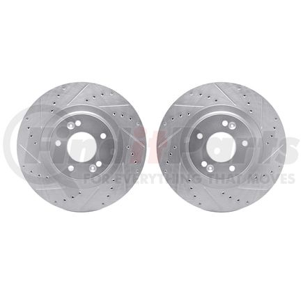 7002-21019 by DYNAMIC FRICTION COMPANY - Brake Rotors - Drilled & Slotted - Silver