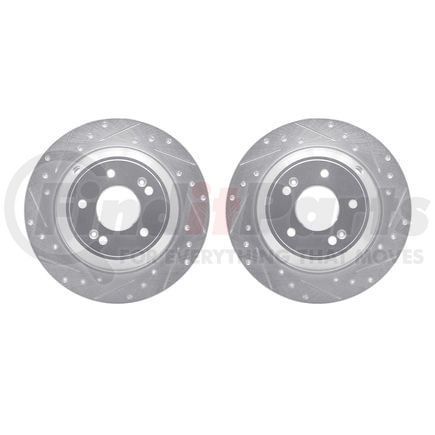 7002-21026 by DYNAMIC FRICTION COMPANY - Brake Rotors - Drilled & Slotted - Silver