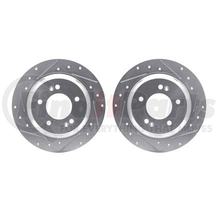 7002-21027 by DYNAMIC FRICTION COMPANY - Brake Rotors - Drilled & Slotted - Silver