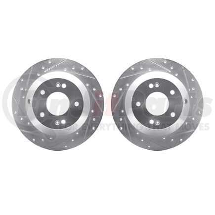 7002-21042 by DYNAMIC FRICTION COMPANY - Brake Rotors - Drilled & Slotted - Silver