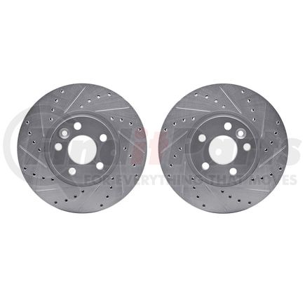 7002-27001 by DYNAMIC FRICTION COMPANY - Brake Rotors - Drilled & Slotted - Silver