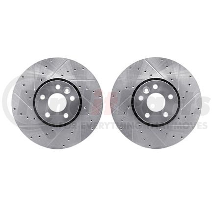 7002-27026 by DYNAMIC FRICTION COMPANY - Brake Rotors - Drilled & Slotted - Silver