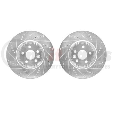 7002-27023 by DYNAMIC FRICTION COMPANY - Brake Rotors - Drilled & Slotted - Silver