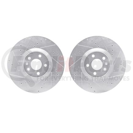 7002-27025 by DYNAMIC FRICTION COMPANY - Brake Rotors - Drilled & Slotted - Silver