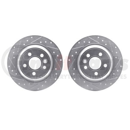 7002-27042 by DYNAMIC FRICTION COMPANY - Brake Rotors - Drilled & Slotted - Silver