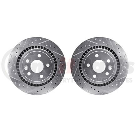 7002-27052 by DYNAMIC FRICTION COMPANY - Brake Rotors - Drilled & Slotted - Silver